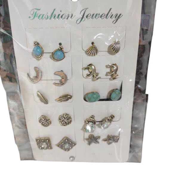 Fashion Jewelry Silver and Blue Earrings Set - Picture 1 of 3
